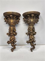 2 Ornate Guilded Wall Sconses