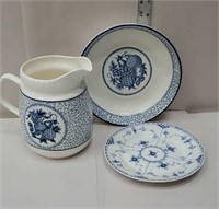 Made in Denmark plate with blue and white bowl and