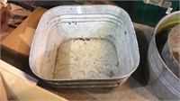 Large square galvanized tub