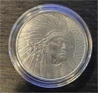 One Ounce Silver Round: Indian Chief