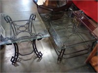 2 Metal tables with glass top
