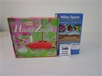 HUMMINGBIRD FEEDER AND MILKY SPORE