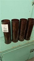 Four Vintage 105 MM, M14 B1 Artillery Shells