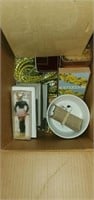 Box of can openers, cards, bungee straps