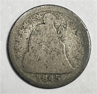 1845 Seated Liberty Silver Dime AG/G