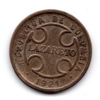 1921 Colombia Leper Colony 2 Centavos