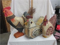 (3) Wooden chickens