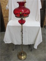 Floor lamp w/ red glass shade
