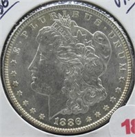 1886 UNC Morgan Silver Dollar.