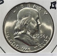 1956P Franklin Half Dollar Gem BU