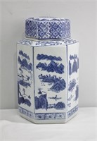 Large Hand Painted Chinese Ginger Jar w Lid 11"