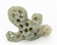 CHINESE, CELADON JADE CORAL FORM BRUSH REST