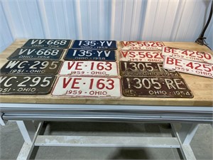 1950s Ohio license plates 7 pairs