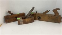 Vintage offset handle wooden plane, and (2)