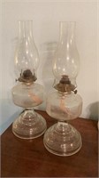 Glass Kerosene lamps, frosted middle, Vintage