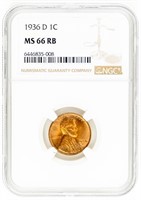 Coin 1936-D Lincoln Cent NGC-MS66RB