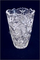 LARGE Crystal & Frosted Cut Glass Vase