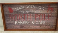 Wood North Pole sign