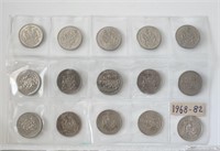 1968-1982 Canada 50 Cents Set of 15 Coins