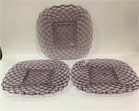 3 L. E. Smith Amethyst Glass Plates
