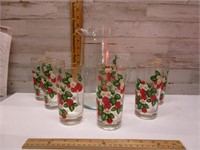 STRAWBERRY PITCHER & GLASSES