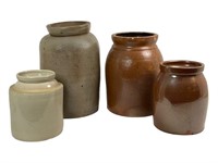 4 Vintage Stoneware Crocks