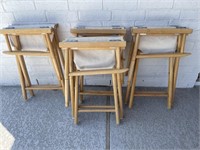 Four Pier 1 Canvas and Wood Folding Chairs (No