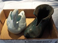 2 pottery planters swan and shoe KITCHEN KITCHEN