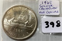 1965 Silver Canadian One Dollar Coin