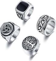 New JeryWe 4Pcs Men's Rings Band Signet Stainless