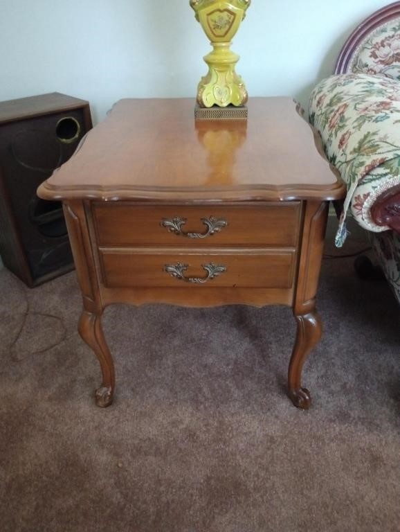 Pair of  French Provincial maple end tables,