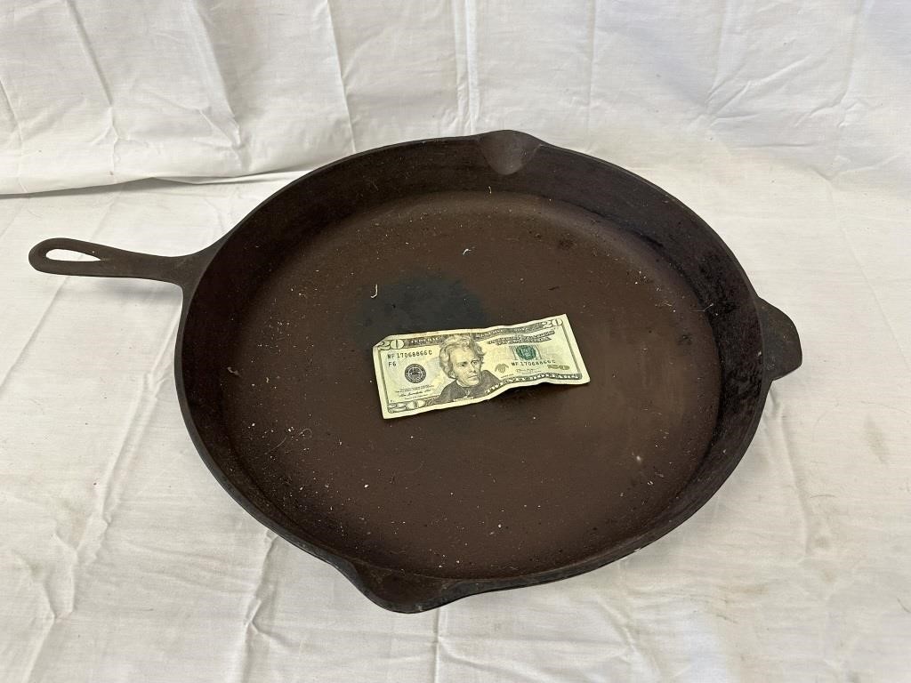 Very Large Size 14 U.S. Marked Cast Iron Skillet