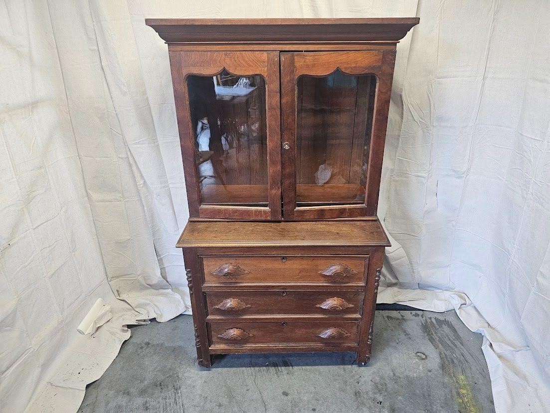 Antique Hutch w/ Key (36”W x 18.25” D x 63.25” T)