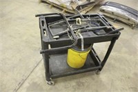 ROLLIING RUBBERMAID CART, AND FOLDING TABLE