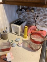 Pyrex, Toaster, Pitcher with Mini Chickens