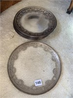 SILVER OVERLAY 8 PLATES VERY GOOD CONDITION