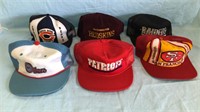 6 Vintage Football Hats Oilers, 49ers, Raiders