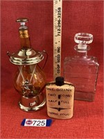 1 novelty flask, I W Harper liquor bottle,