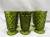 (6) Avocado Green Indiana Cubist Glasses