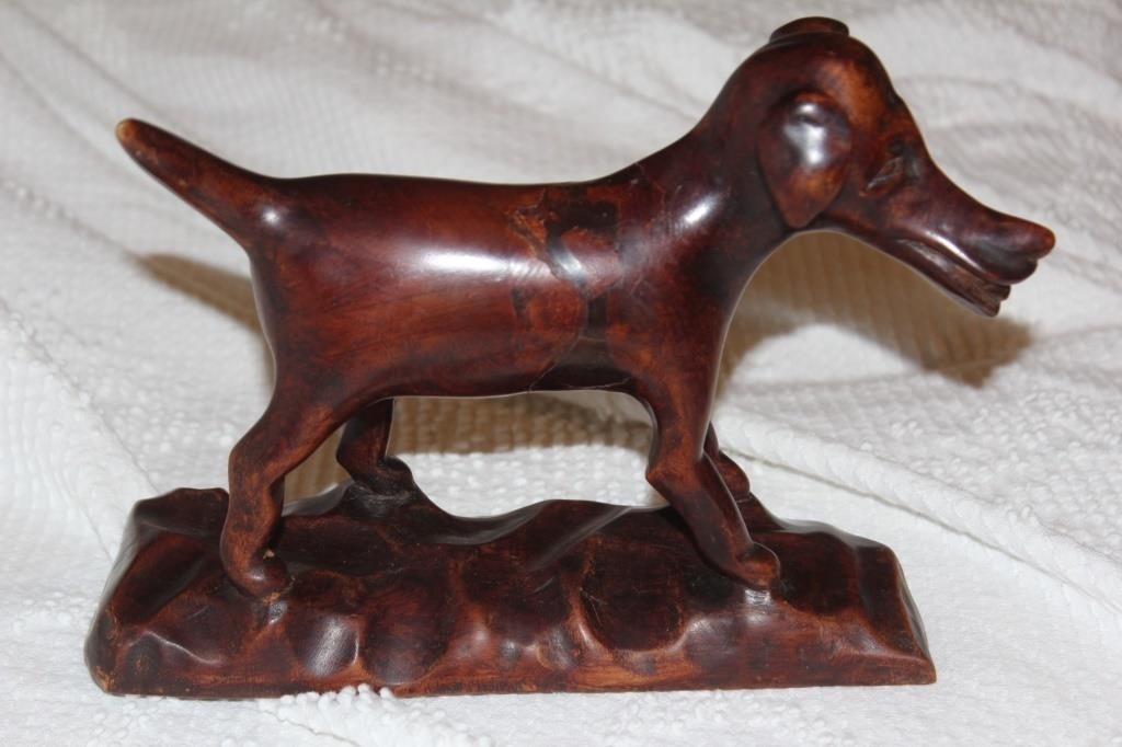 Exotic Wood Dog Figurine