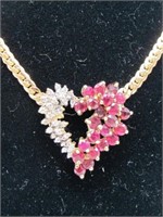 STUNNING 14K GOLD RUBY/DIAMOND NECKLACE 16"