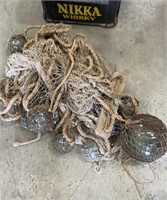 OLD FISHING NET WITH HAND BLOWN FLOATS ATTACHED