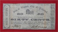 1862 Richmond, VA 60 Cent Note