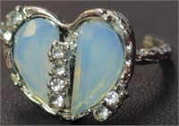 925 stamped gemstone heart ring size 7.25