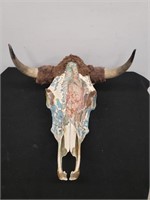 Native American hand painted bull skull approx