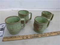 4 Frankoma 94M Prairie Green Coffee Mugs