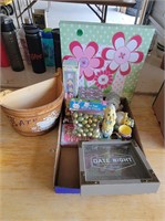 Easter items, picture, basket, date night bank