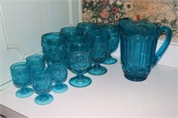 6 L E Smith Moon and Stars blue water glasses, (4)