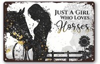 8"x12" Retro Metal Sign"Just a Girl who lovesHORSE