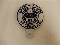 FORD MODEL "A" OWNERS CANADA LICENSE PLATE TOPPER